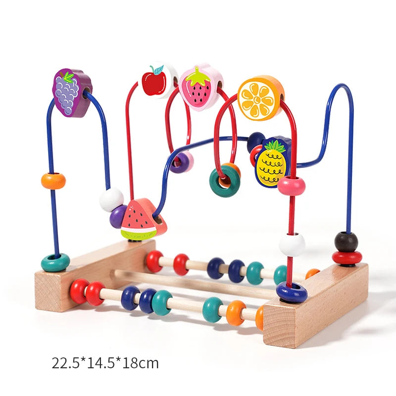 Wooden Toys Bead Maze Colorful Animals Fruits Shapes