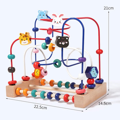 Wooden Toys Bead Maze Colorful Animals Fruits Shapes