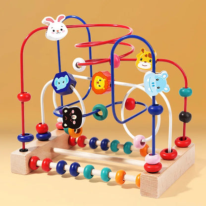 Wooden Toys Bead Maze Colorful Animals Fruits Shapes