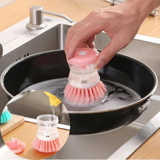 Kitchen Wash Pot Dish Brush Washing Utensils with Washing Up Liquid Soap Dispenser