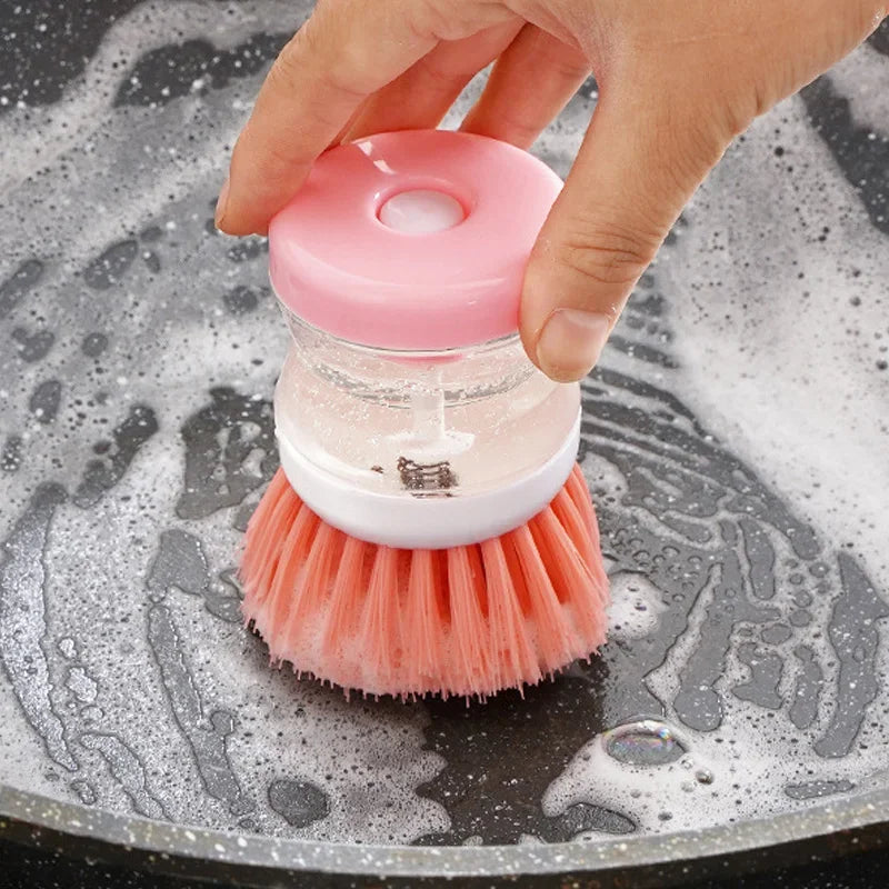 Kitchen Wash Pot Dish Brush Washing Utensils with Washing Up Liquid Soap Dispenser