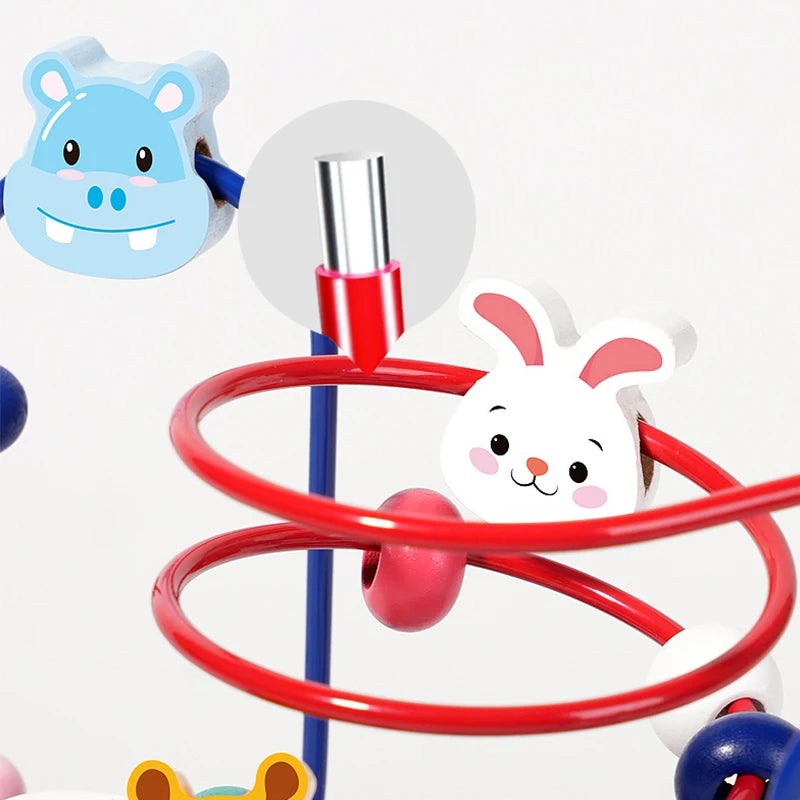 Wooden Toys Bead Maze Colorful Animals Fruits Shapes