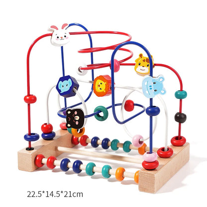 Wooden Toys Bead Maze Colorful Animals Fruits Shapes