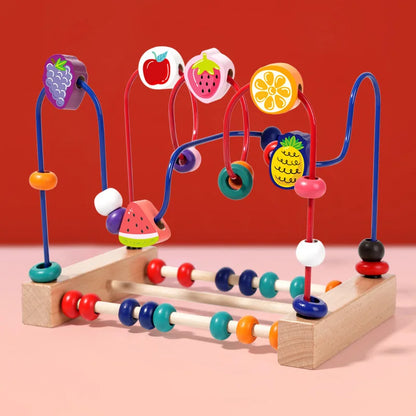 Wooden Toys Bead Maze Colorful Animals Fruits Shapes