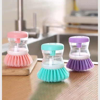 Kitchen Wash Pot Dish Brush Washing Utensils with Washing Up Liquid Soap Dispenser